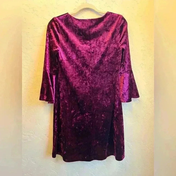 Eliza J crushed velvet bell sleeve Whimsigoth shift dress  6 Fairycore romantic - Picture 3 of 9